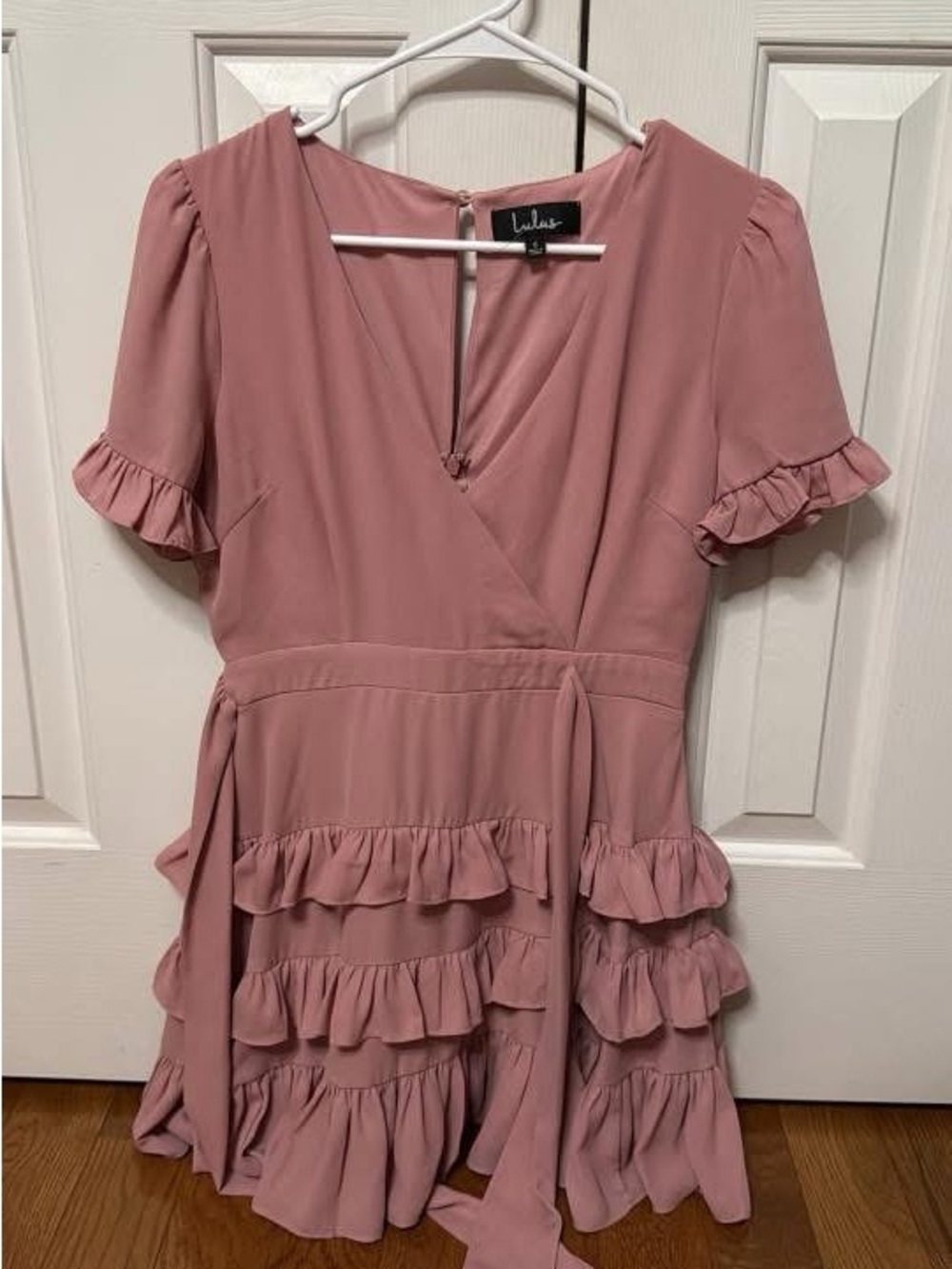 Lulu's Dusty Rose Ruffle Wrap Mini Dress